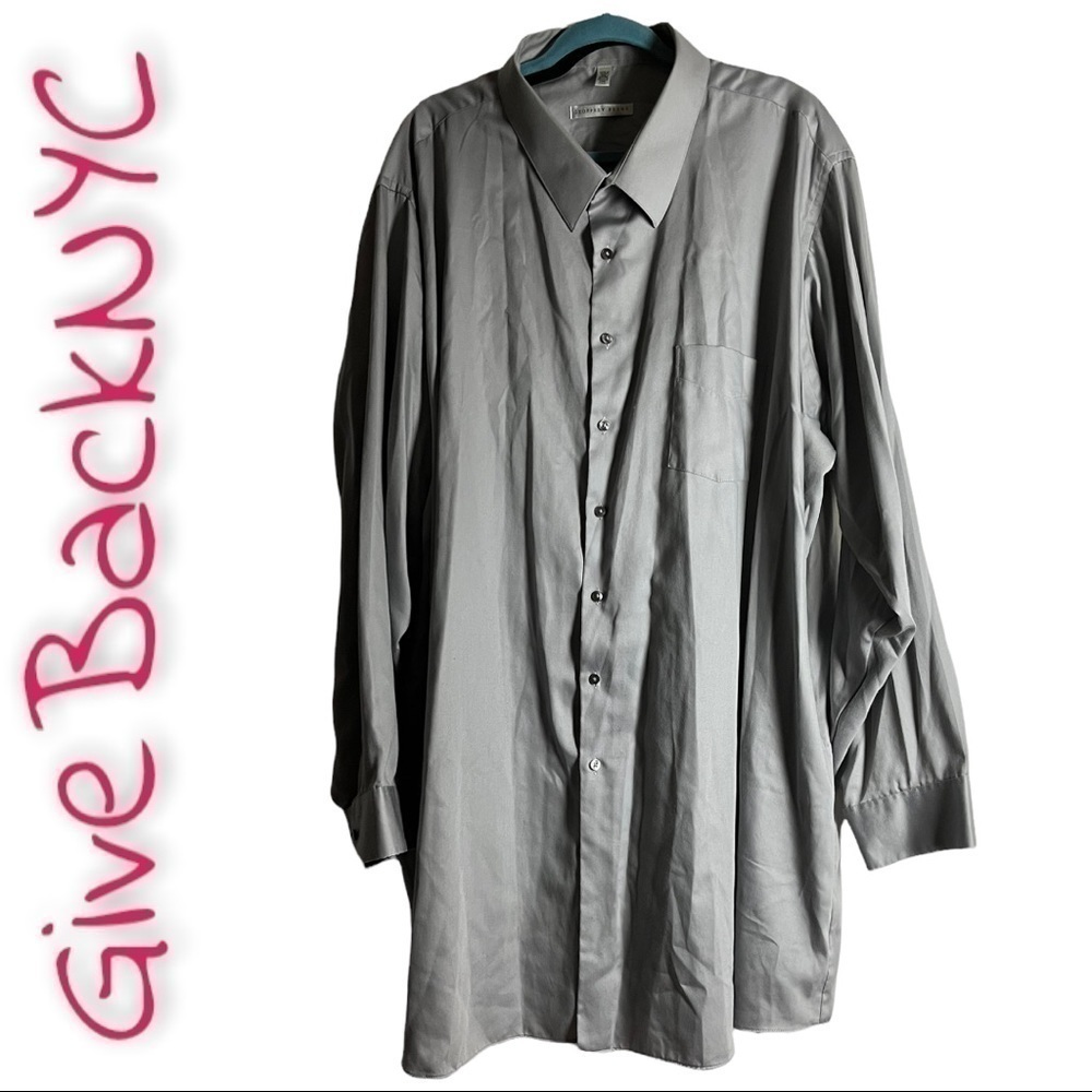 Geoffrey Beene Gray Button Down Shirt 22 37/38